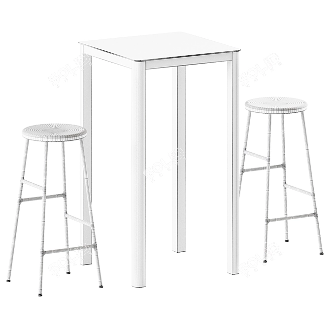 Sleek Bar Set: La High Table & Cornet Bar Stool 3D model image 2