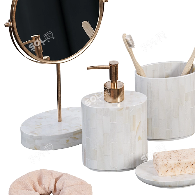 Elegant Mother of Pearl Bathroom Set 3D model image 4