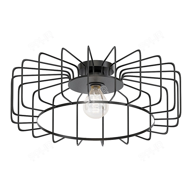 Modern Industrial Cage Flush Mount 3D model image 1