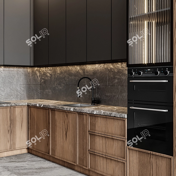 Sleek Modern Kitchen Set 3D model image 4