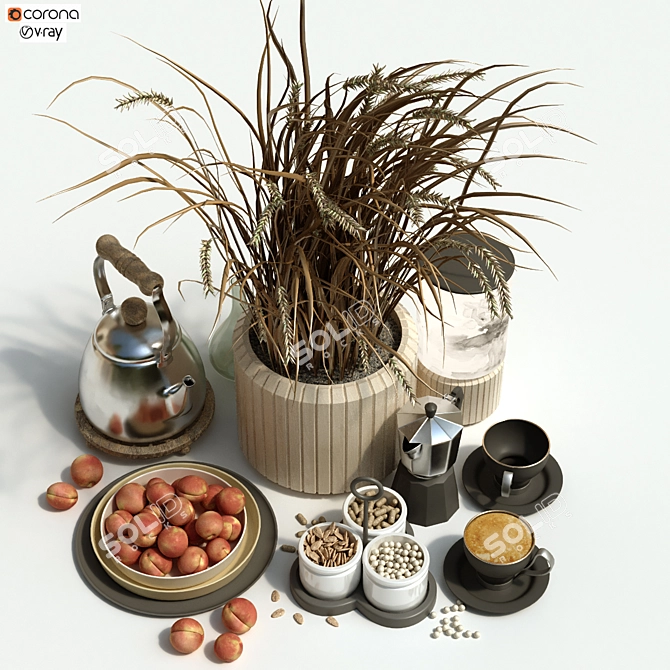 Elegant Modern Tableware Set 3D model image 1