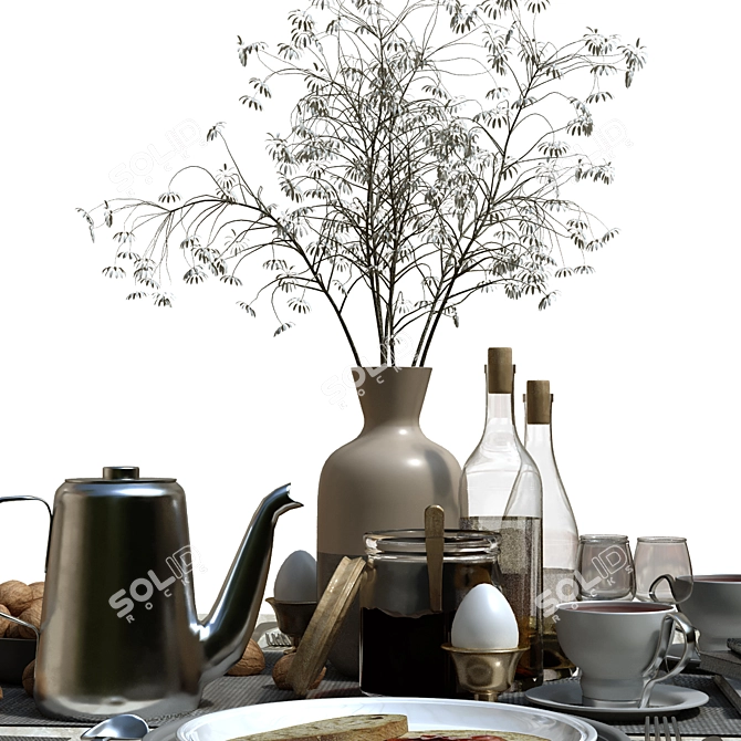 Elegant Tableware Set: 160 Pieces 3D model image 3