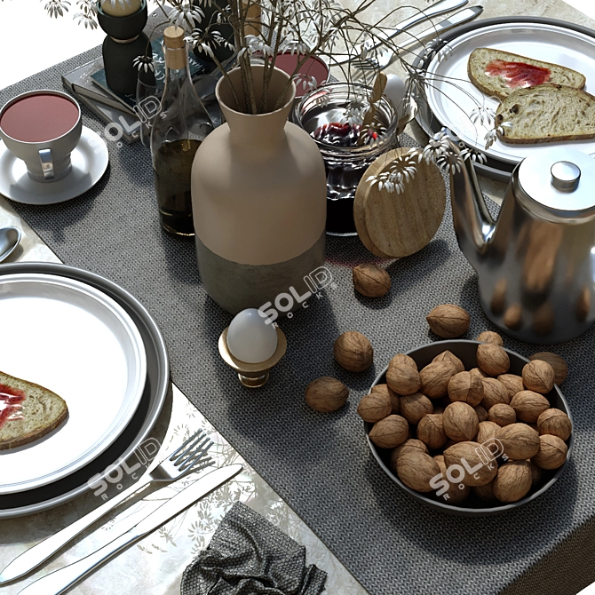 Elegant Tableware Set: 160 Pieces 3D model image 5