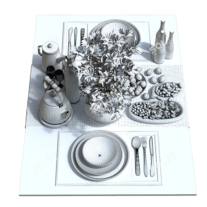 Elegant Tableware Set 161 3D model image 6