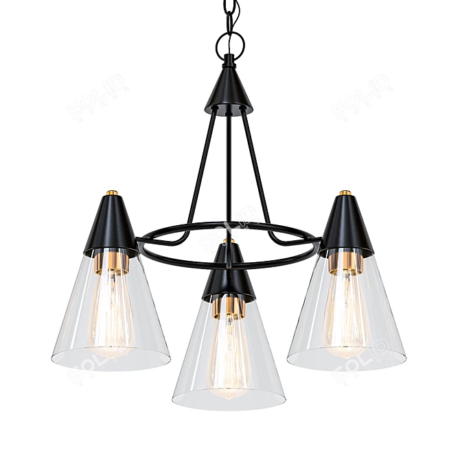 Elegant 3-Light Petra Chandelier 3D model image 1