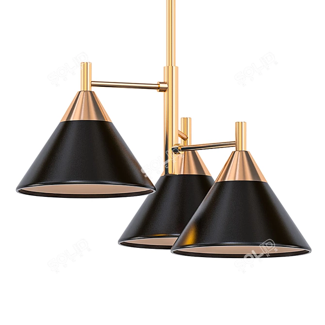 Modern Matte Black Chandelier 3D model image 1