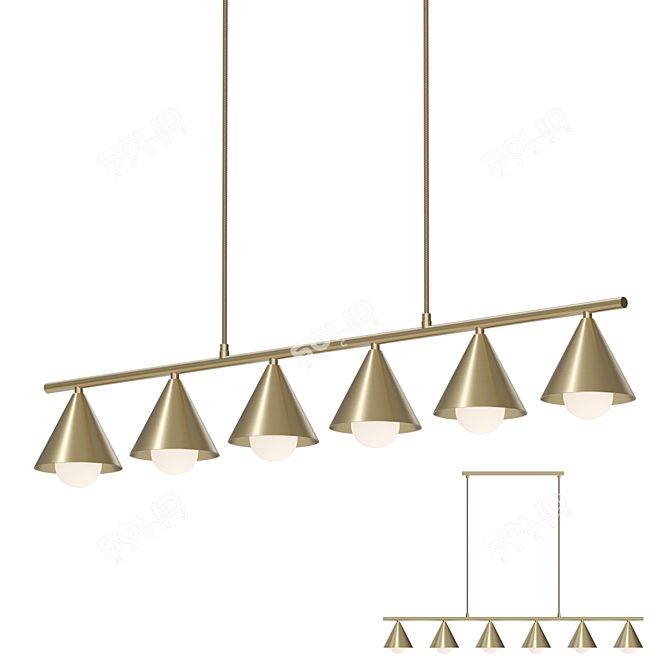 JENSY 6 - Brass Cone Pendant Light 3D model image 1