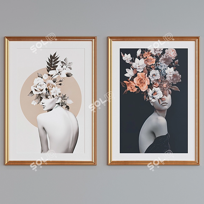 Modern Floral Frame Set 93 3D model image 2