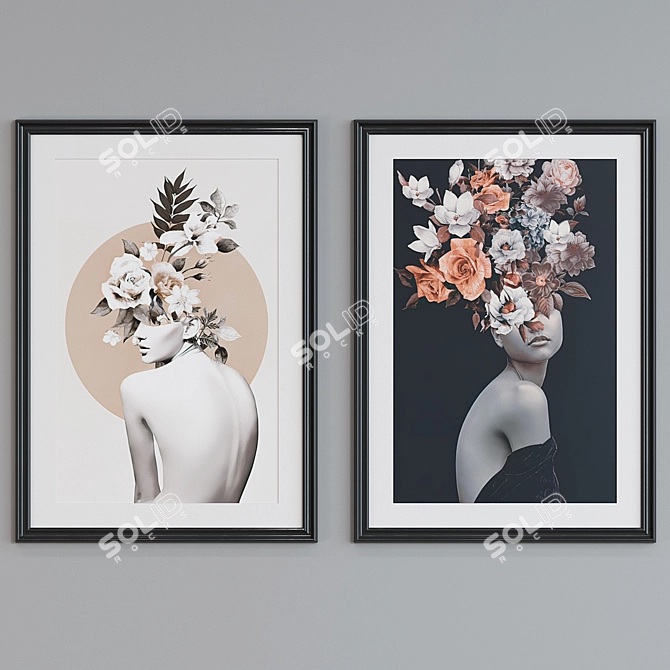 Modern Floral Frame Set 93 3D model image 5