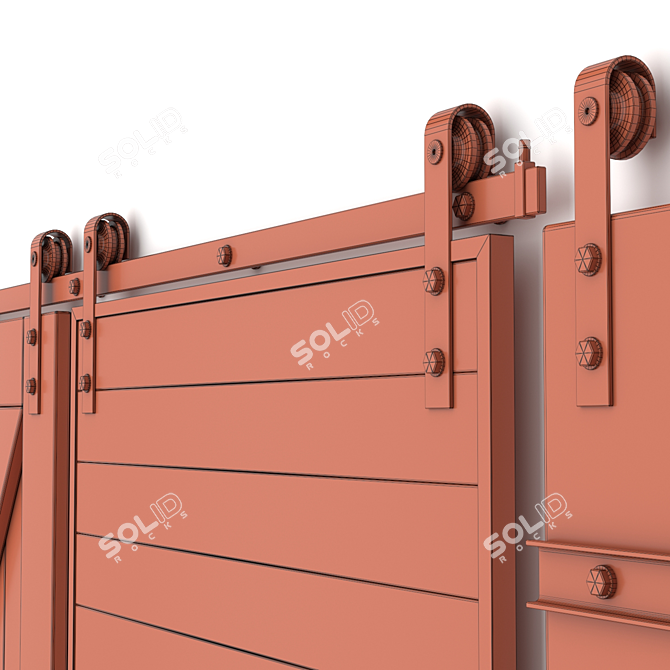 Rustic Sliding Barn Doors 3D model image 4