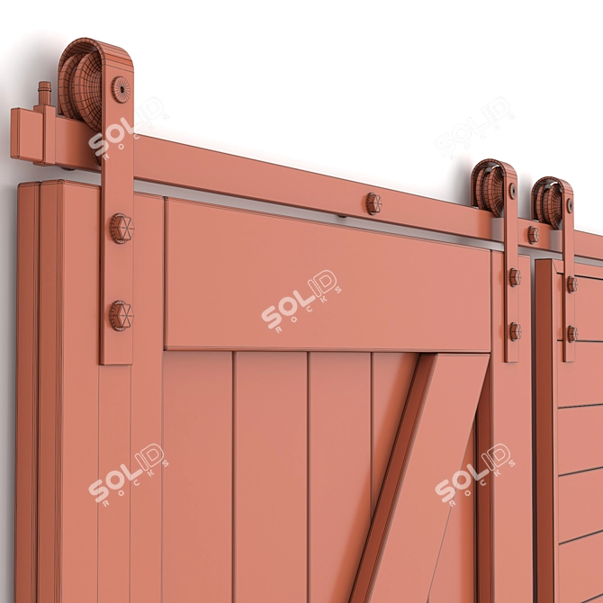 Rustic Sliding Barn Doors 3D model image 5