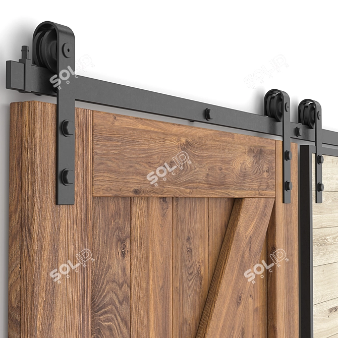 Rustic Sliding Barn Doors 3D model image 7