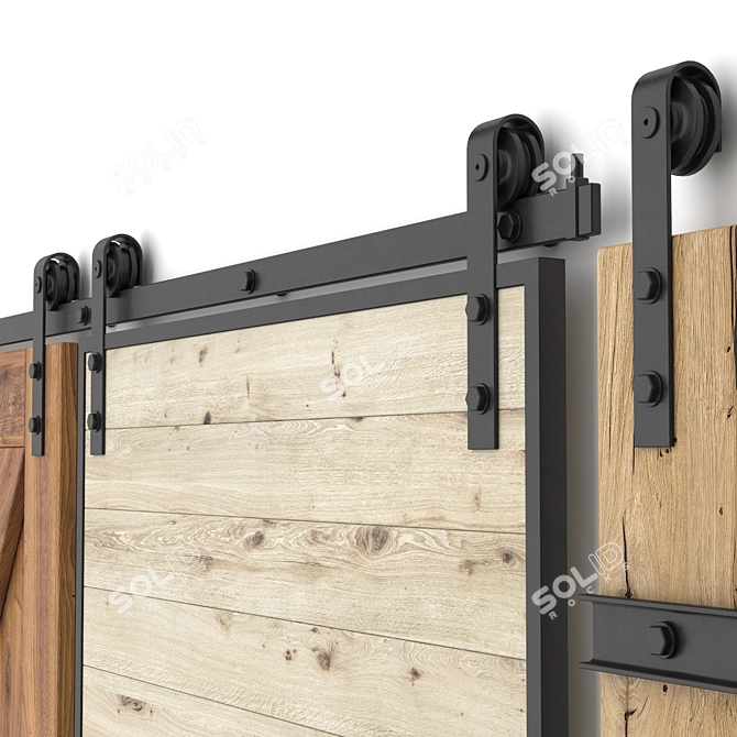 Rustic Sliding Barn Doors 3D model image 8