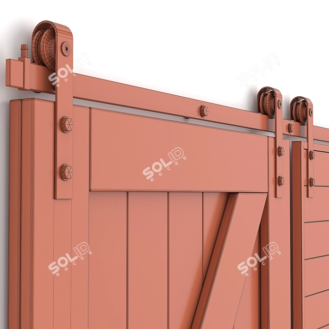 Rustic Sliding Barn Doors 3D model image 10