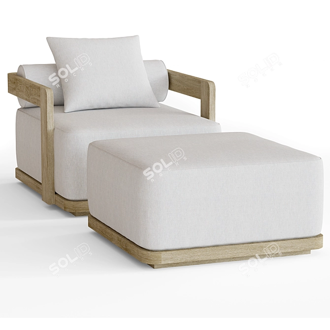 Modern Teak Lounge Chair: RH Prado 3D model image 5