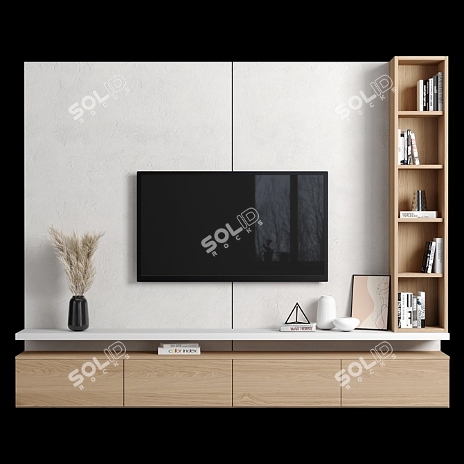 Modular TV Wall 2600mm High 3D model image 1