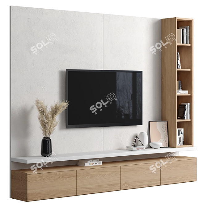 Modular TV Wall 2600mm High 3D model image 4