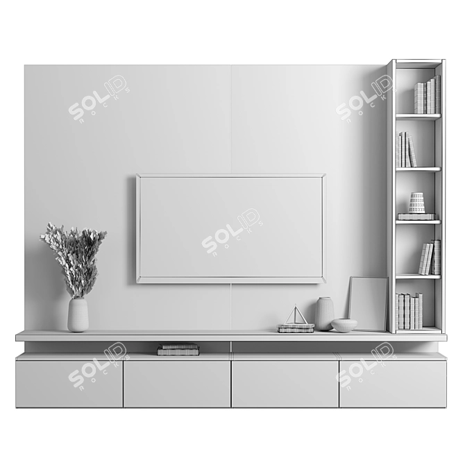 Modular TV Wall 2600mm High 3D model image 5