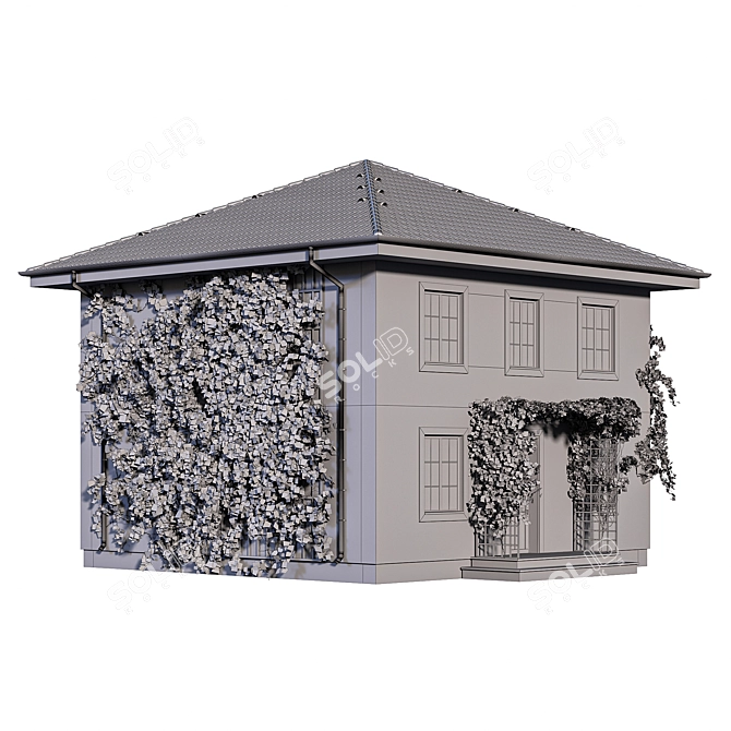 Classic Two-Storey House with Ivy 3D model image 6