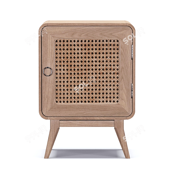 Nalu Bedside Table: Sustainable Design with Rattan Detail 3D model image 3