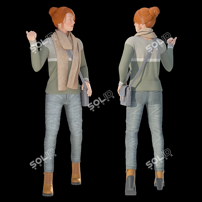 Urban Commuter: Female Citizen Aa S001 3D model image 3