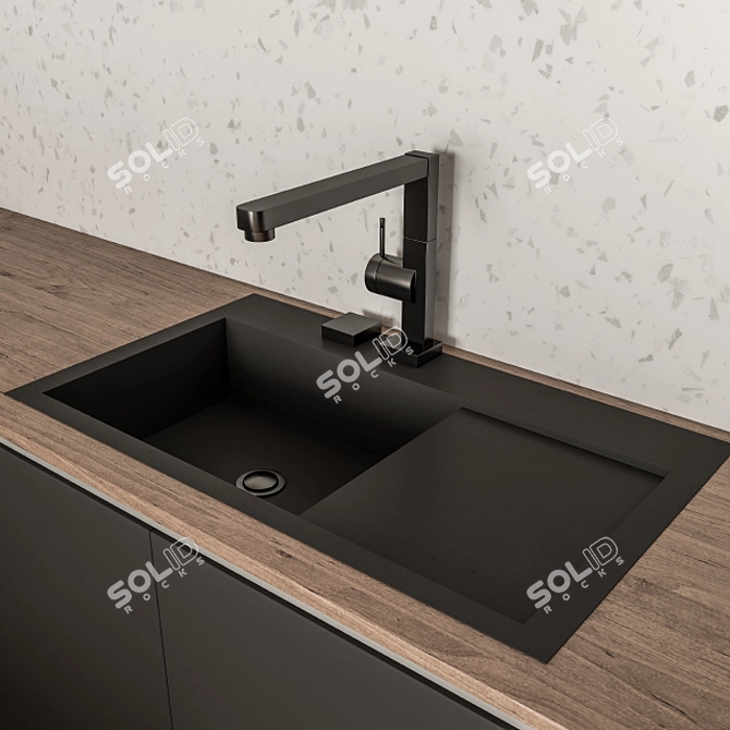 Sleek Monochrome Kitchen Set 3D model image 2