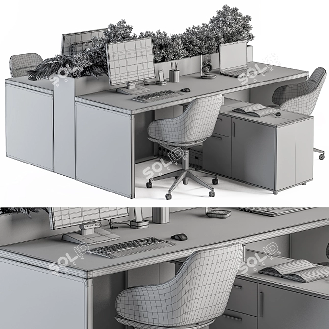 Green Oasis: Office Furniture with Plant Box 3D model image 5