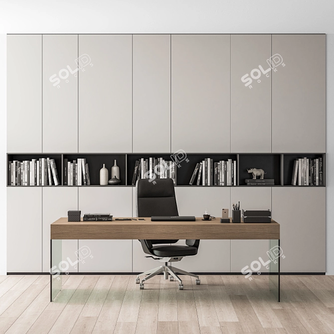 Executive Boss Desk - Manager's Set 3D model image 1