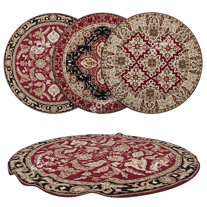 Versatile Round Rugs Set 3D model image 1