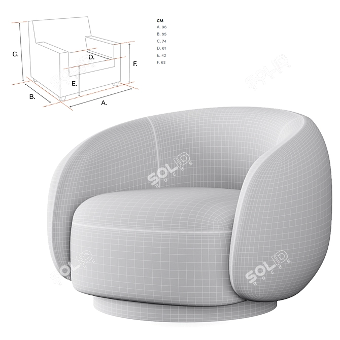 Elegant Brice Swivel Chair 3D model image 6