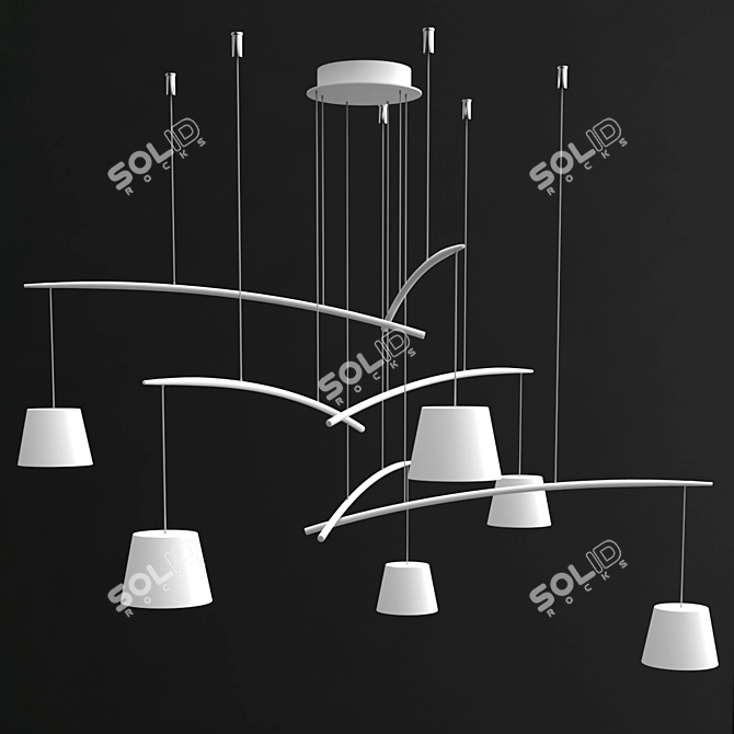 Modern White Fish Suspension Lamp 3D model image 3