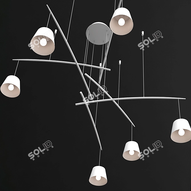 Modern White Fish Suspension Lamp 3D model image 4