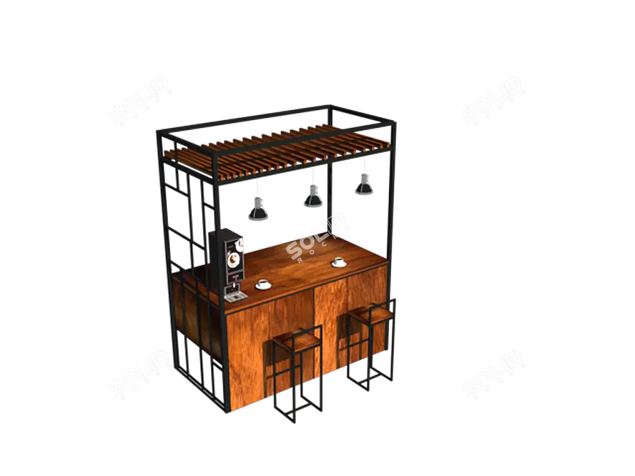 Industrial Loft Bar Counter 3D model image 1