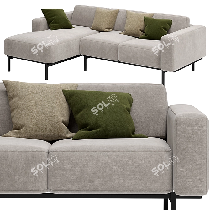 Jarrod Washed Grey Cotton Sofa 3D model image 1