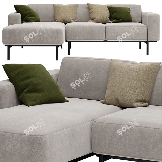 Jarrod Washed Grey Cotton Sofa 3D model image 2