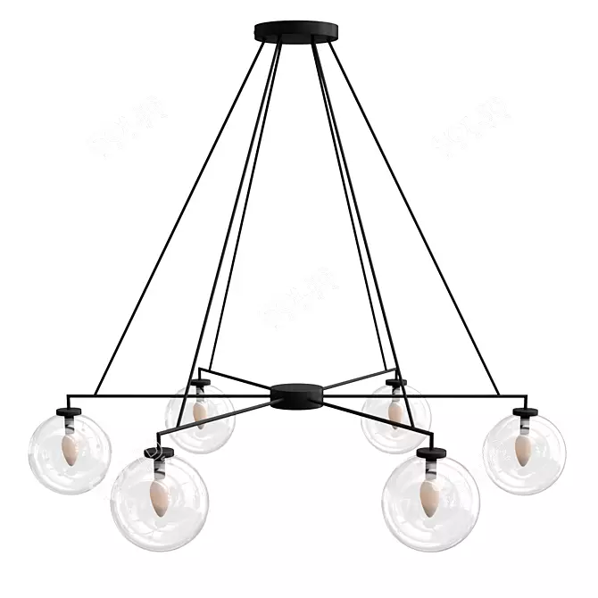 Claremont Glass Globe Chandelier: Elegant Illumination Solution 3D model image 1