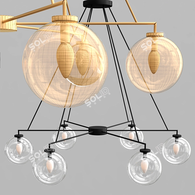 Claremont Glass Globe Chandelier: Elegant Illumination Solution 3D model image 3