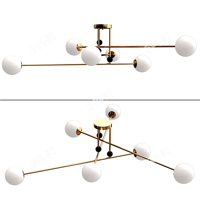 Elegant Glass Rod Chandelier 3D model image 1