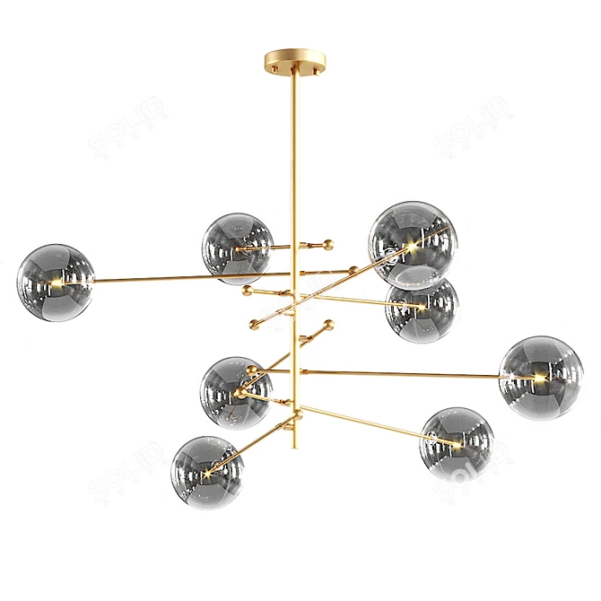 Elegant Brass Glass Chandelier 3D model image 1