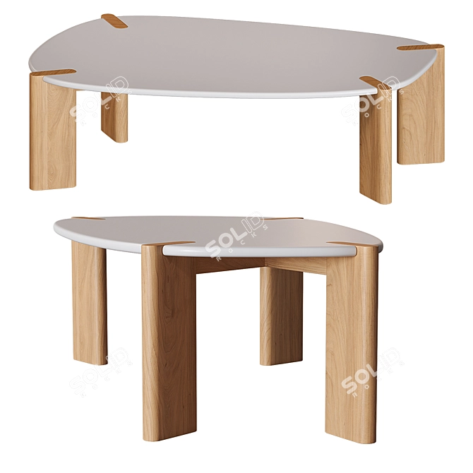 Elmo Galet Coffee Table: Organic Form, Solid Oak 3D model image 2