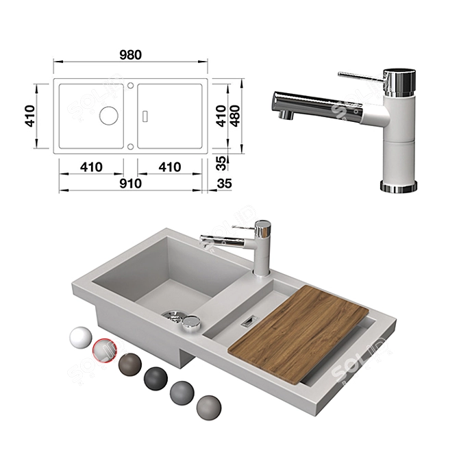 Stylish Blanco Adon Sink 3D model image 1