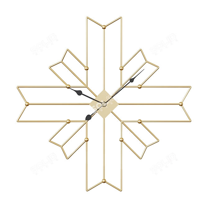 Golden Cross Wall Clock 3D model image 1