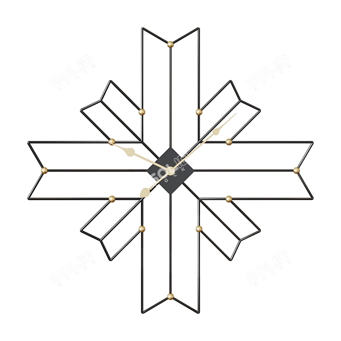 Golden Cross Wall Clock 3D model image 2