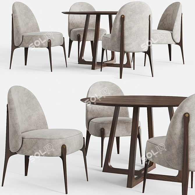 Elegant Cress Round Table and Ames Chair 3D model image 2