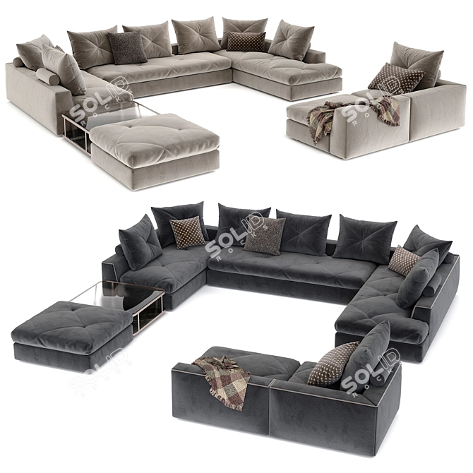 Luxurious Preface Designer Sofa 3D model image 1