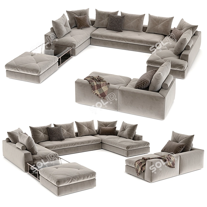 Luxurious Preface Designer Sofa 3D model image 2