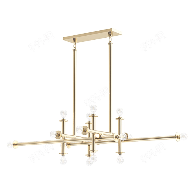 Polished Brass 16-Light Chandelier 3D model image 1