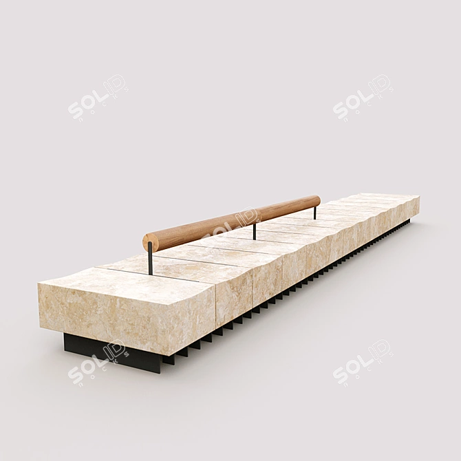 Elegant Bench with Floor Lamp 3D model image 6