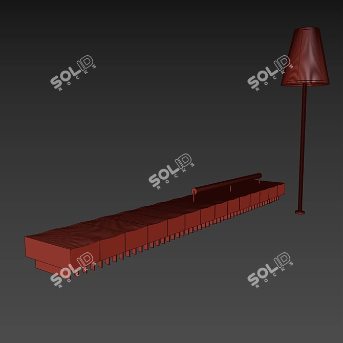 Elegant Bench with Floor Lamp 3D model image 7