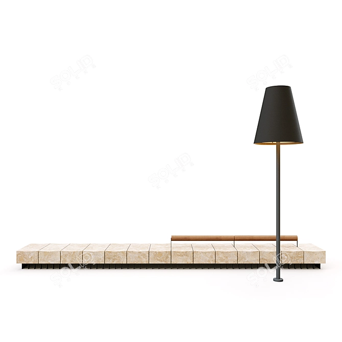 Elegant Bench with Floor Lamp 3D model image 10